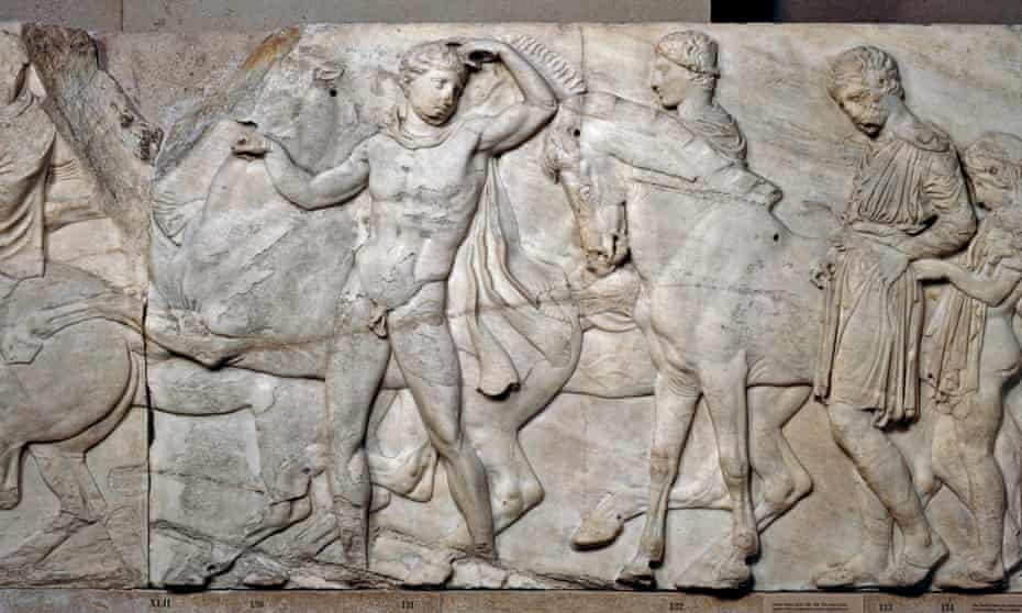 Marble relief (Block XLVII) from the North frieze of the Parthenon. 