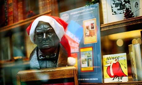 Christmas bookshop window display