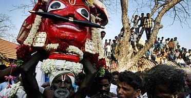 Re-enactment of a story from the Mahabharata, in Koovagam village south of Madras