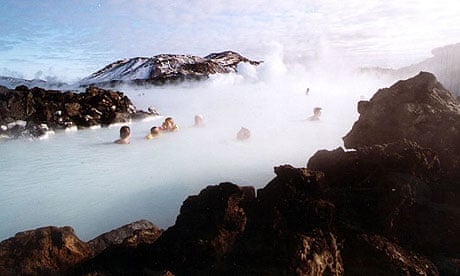Bathers at a spa in Grindavik, Iceland