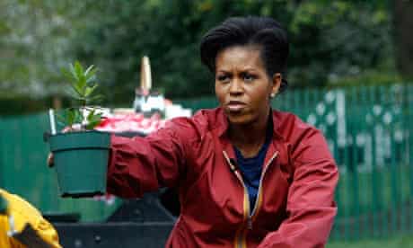 Michelle Obama at work in her kitchen garden