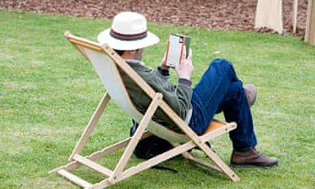 Man reading in deckchair