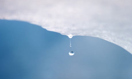 A drop of water falls from a melting ice on Argentina's Perito Moreno glacier 