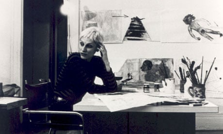 Nancy Spero in her New York studio in 1973.