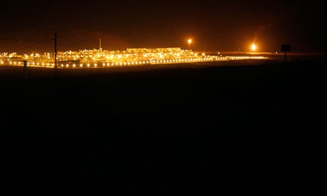 The Shaybah oilfield complex in Saudi Arabia at night