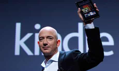 Amazon CEO Bezos holds up new Kindle Fire