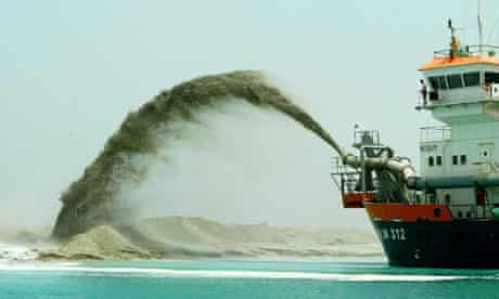 A dredger at work off the coast of Dubai