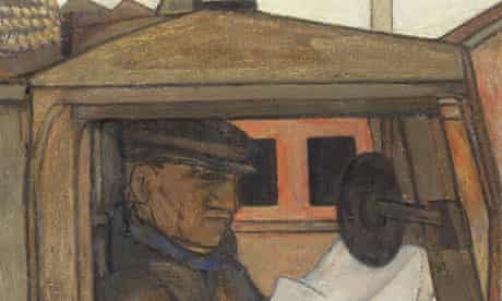 Detail from Lorry Driver in Cab, c1950-53, oil on canvas