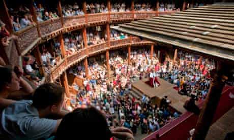 Shakespeare being performed at the Globe Theatre