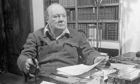 Making history … Winston Churchill in his office.