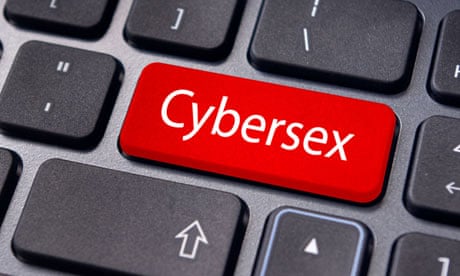 concept of cybersex or internet sex, with message on computer keyboard.
