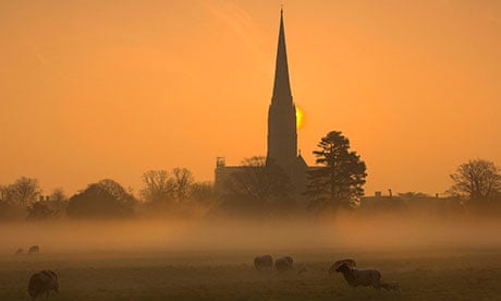 Sunrise over Salisbury cathedral