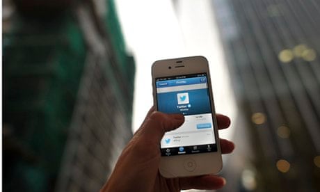 The social media site Twitter on a mobile device