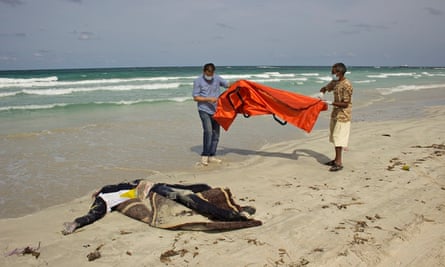 A body on the beach at Zuwara.