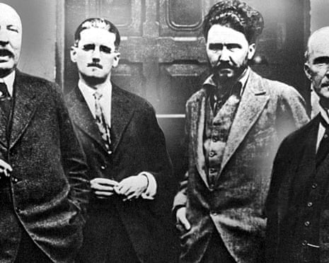 Ford Madox Ford, James Joyce, Ezra Pound and John Quinn at Pound's place in Paris, 1923.
