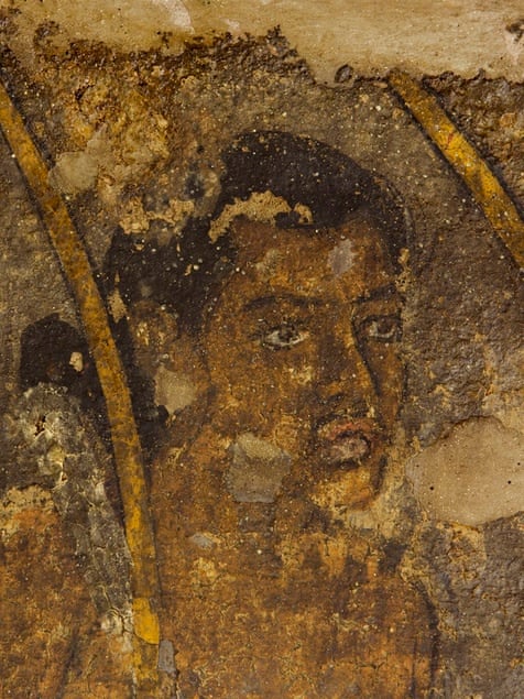 Detail from a mural in cave 10 of the Ajanta caves.