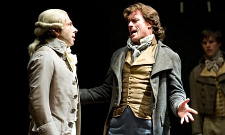 Robespierre (Elliot Levey) and Danton (Toby Stephens) in Danton’s Death by Georg Bu