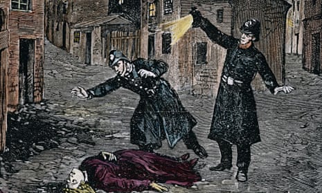 An illustration of police finding one of Jack the Ripper's victims