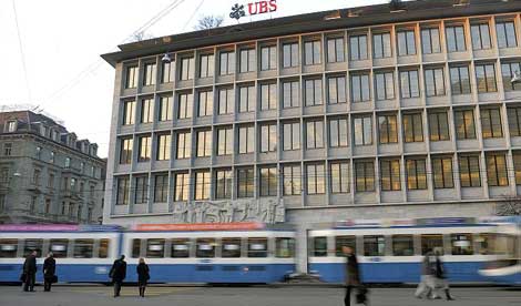 The Zurich headquarters of the Swiss banking giant UBS 