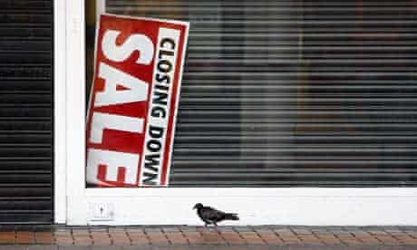 As the recession bites, a shop in Birkenhead, north-west England announces its closing down sale