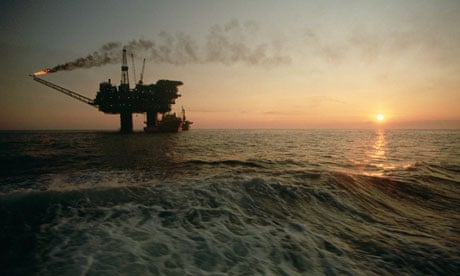 North Sea Oil Rig at Sunset