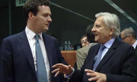  Chancellor of the Exchequer George Osborne and European Central Bank President Jean-Claude Trichet