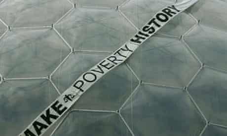 Make Poverty History banner at Eden Project in Cornwall, 2005