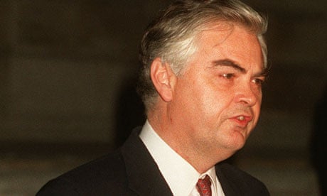 Chancellor Norman Lamont speaks to the media at the Treasury, 16 September 1992.