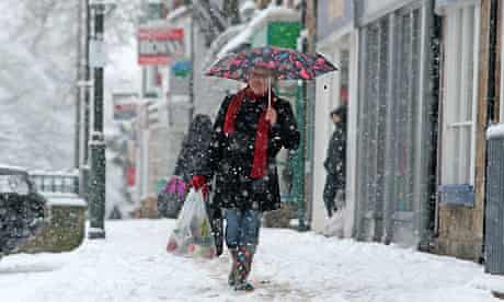 High street shopper in the snow