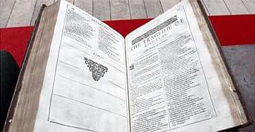 Shakespeare first folio takes stage at Globe, Arts and humanities