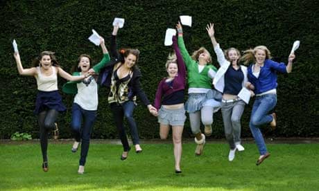  Pupils celebrate getting their GCSE results at Badminton School, Bristol