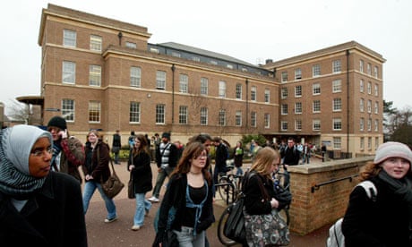 Students on campus at Leicester University