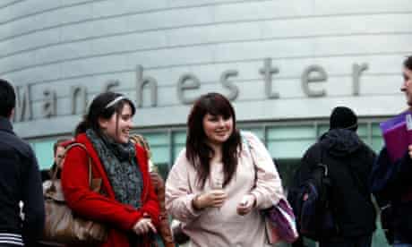 Students on the campus of Manchester University