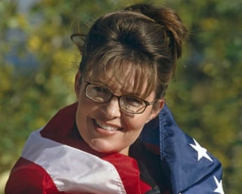 Sarah Palin draped in the American flag
