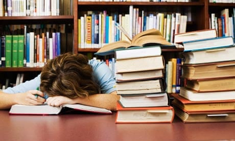 Student falls asleep in library