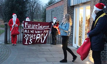 christmas intern protest outside serpentine gallery