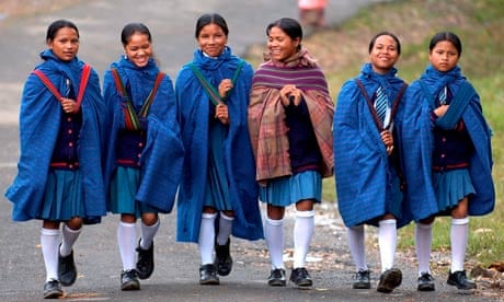 Schoolgirls in India, where private schools must give 25% of places to pupils from poor backgrounds