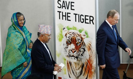 Vladimir Putin, Madhav Kumar, Sheikh Hasina at  International Tiger Forum 