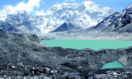 Glacier melting : Lake Imja Tsho in a valley situated south of Mount Everest in Nepal.