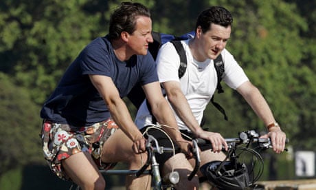 Bike Blog : David Cameron and George Osborne cycle to work through Hyde Park, London