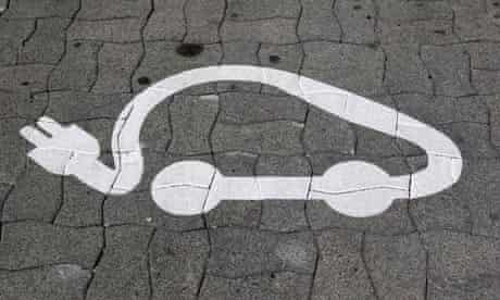 Environment Today : The pictogram of an electric car is painted on a parking space in Strasbourg