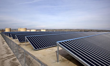 Solar panels are used to power Chevron Corp.'s operations in the Midway-Sunset oil field, California