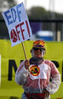 A protester at Hinkley Point.