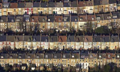 Damian blog in Manchester : Aerial view of terraces of houses in London