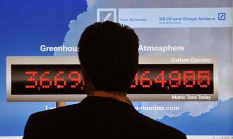 Duncan Q&A :a counter showing the greenhouse gases in the Earth's atmosphere during COP16 
