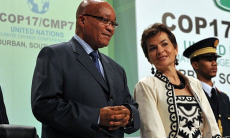 Durban COP17 : South Africa President Jacob Zuma and UN climate chief Christiana Figueres