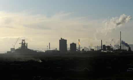 Damian blog : Chimneys and steel mill furnaces of the Tata Steel facility in Redcar, Middlesbrough,