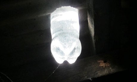Sunlight-powered 'bulbs' made from plastic bottles light up homes