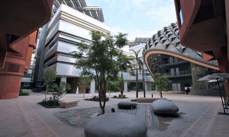 Masdar City project featuring renewable energy technologies in Abu Dhabi