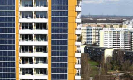 Solar Energy : Solar Panel Production in Germany : Photovoltaic Facade At Berlin Twin Towers